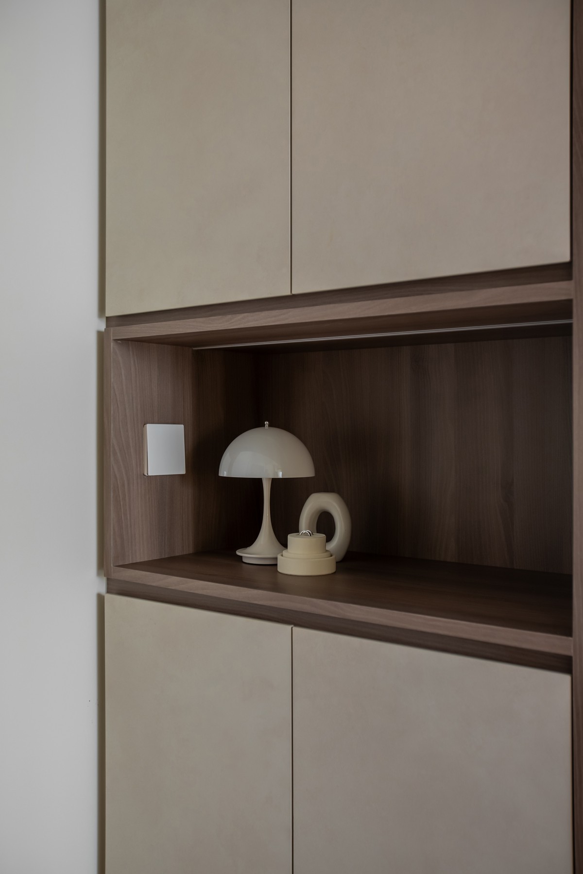 Scandinavian Entryway with Small Storage and Shelving Units