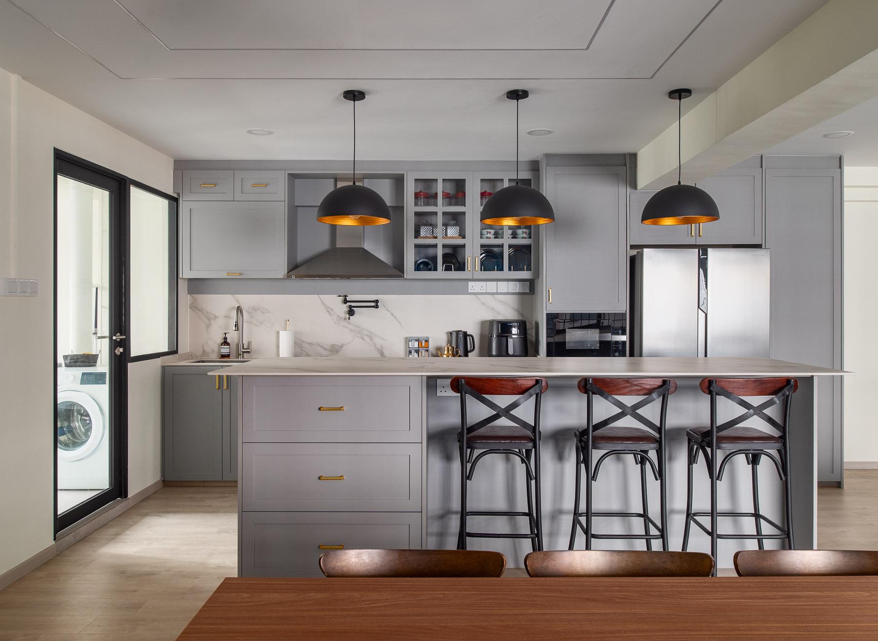 Country Kitchen with Countertop and Vinyl Flooring