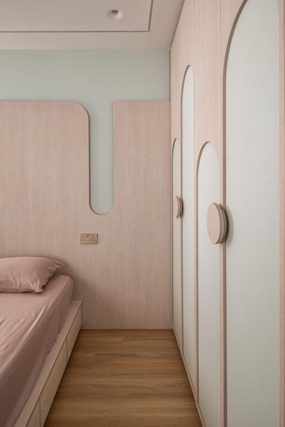 Modern Bedroom with Platform Bed and Vinyl Flooring