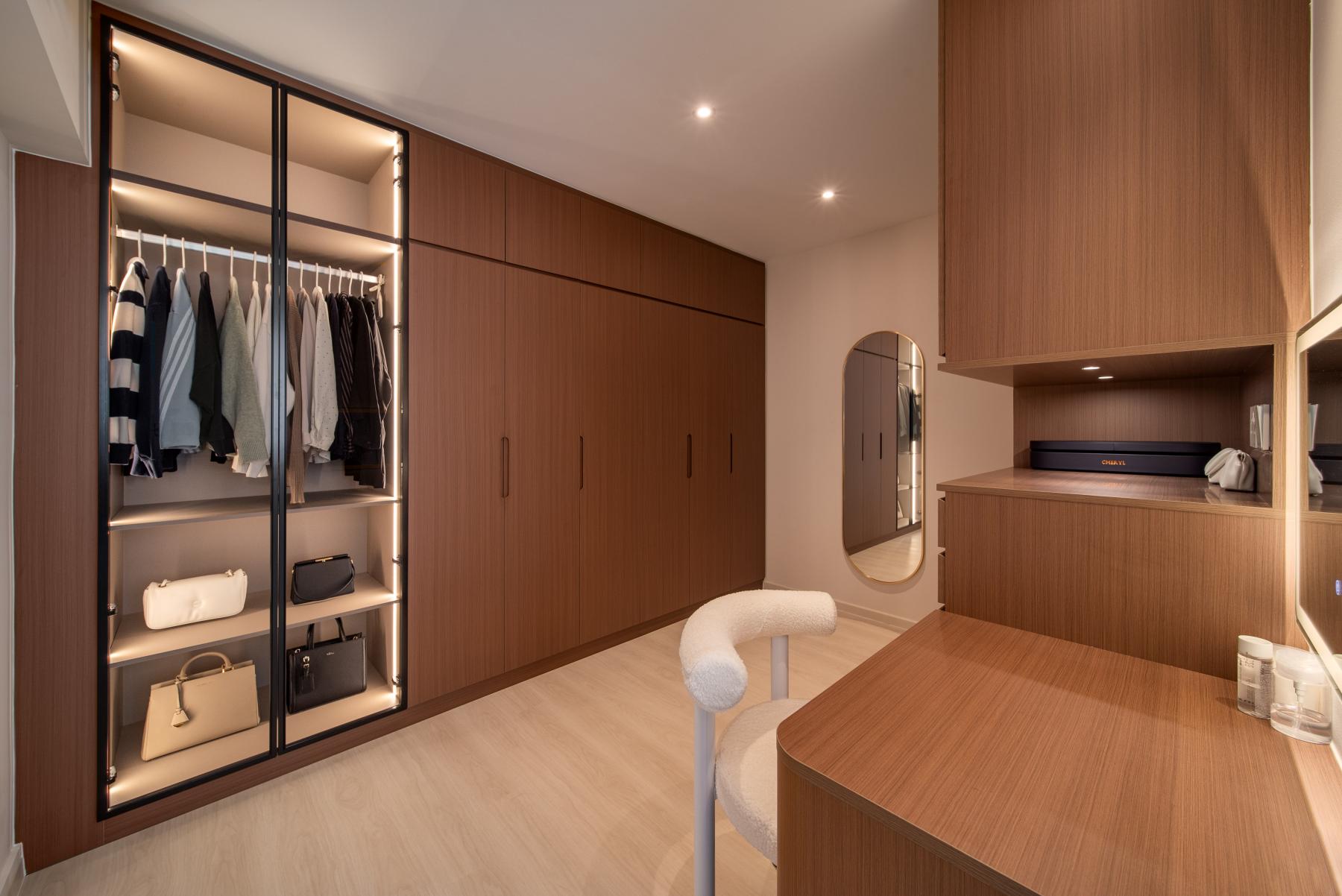 Modern Walk-in Wardrobe with Mirror and Wardrobe