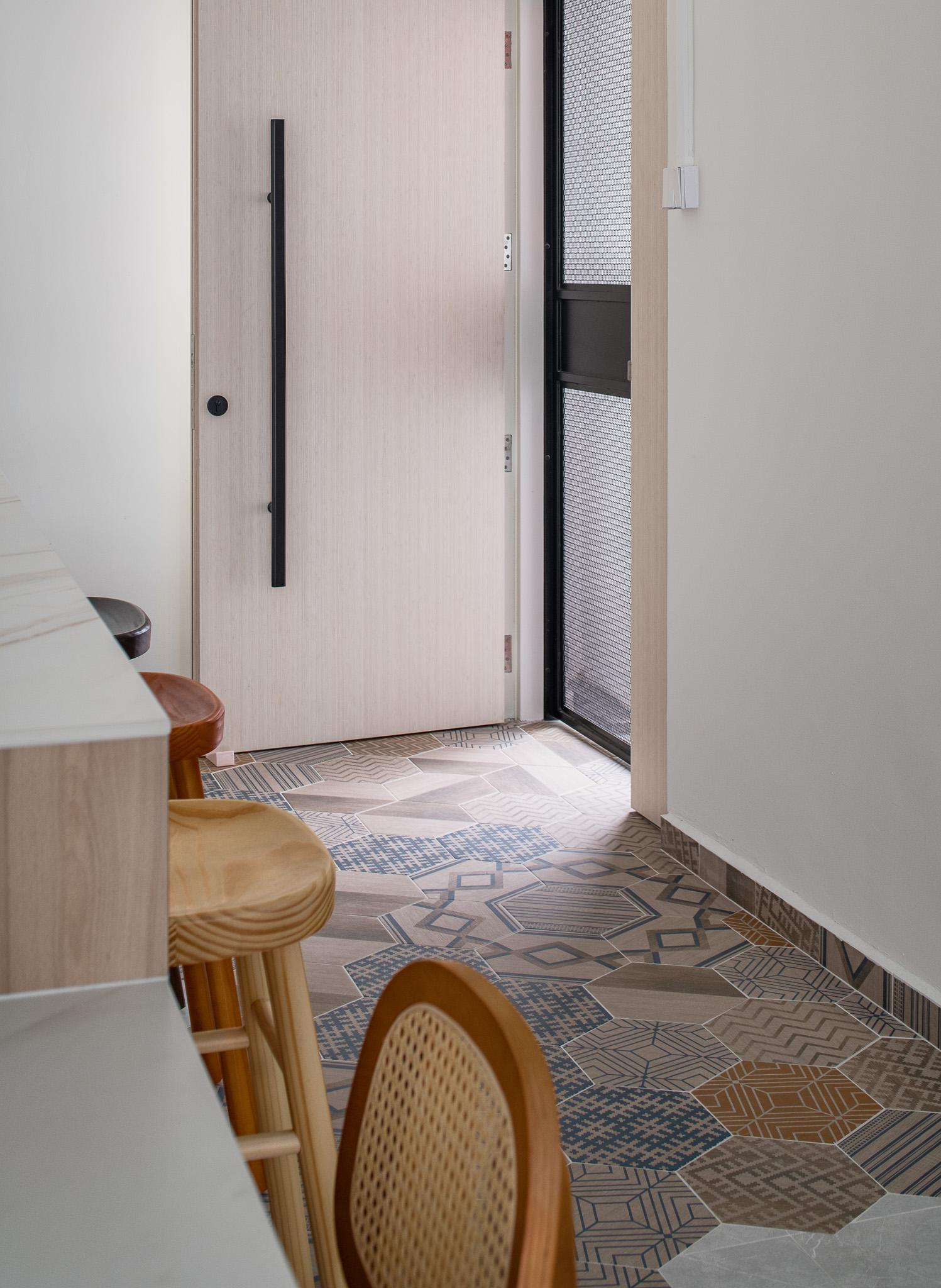 Contemporary Entryway with Seating Bench and Shoe Rack