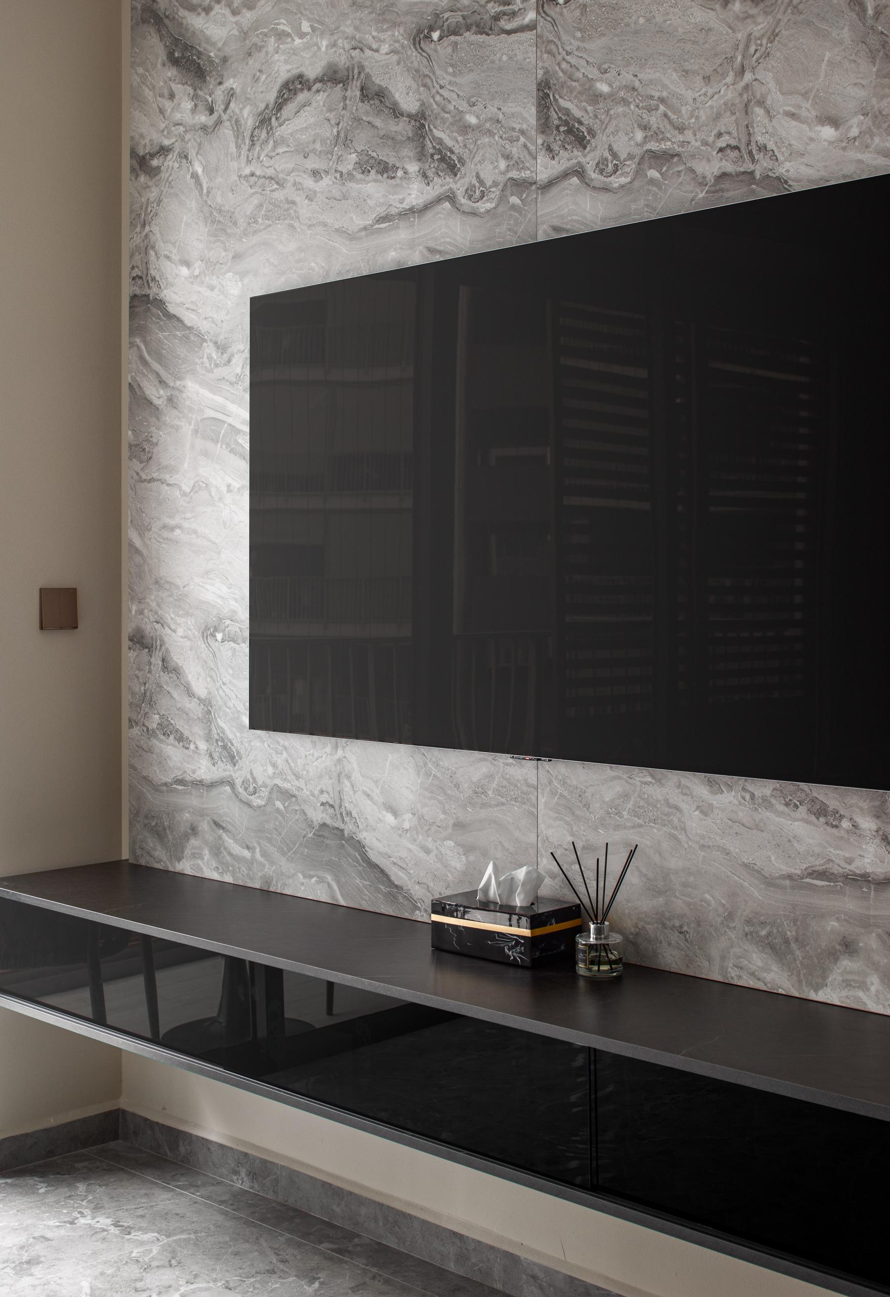 Modern Living Room with TV Console and Feature Wall