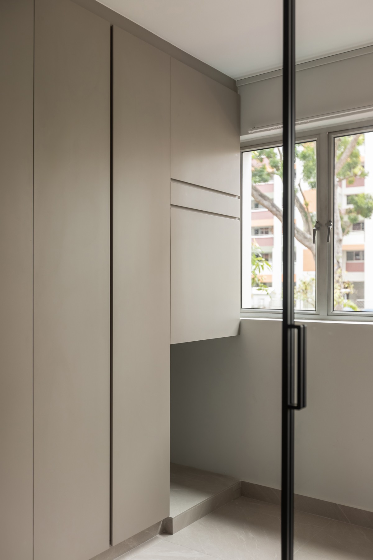 Contemporary Balcony with Drop Ceiling and Glass Door