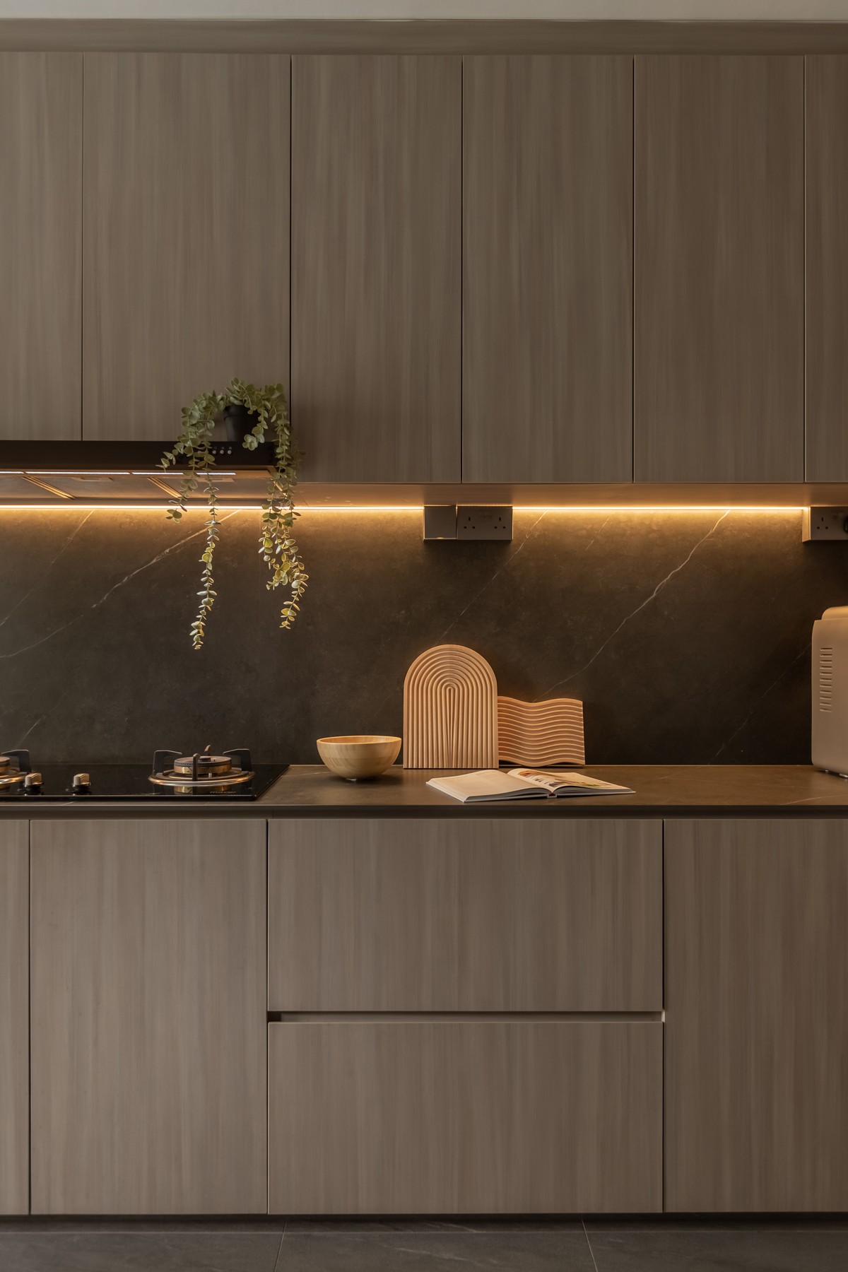Minimalist Kitchen with Countertop and Homogeneous Tiles