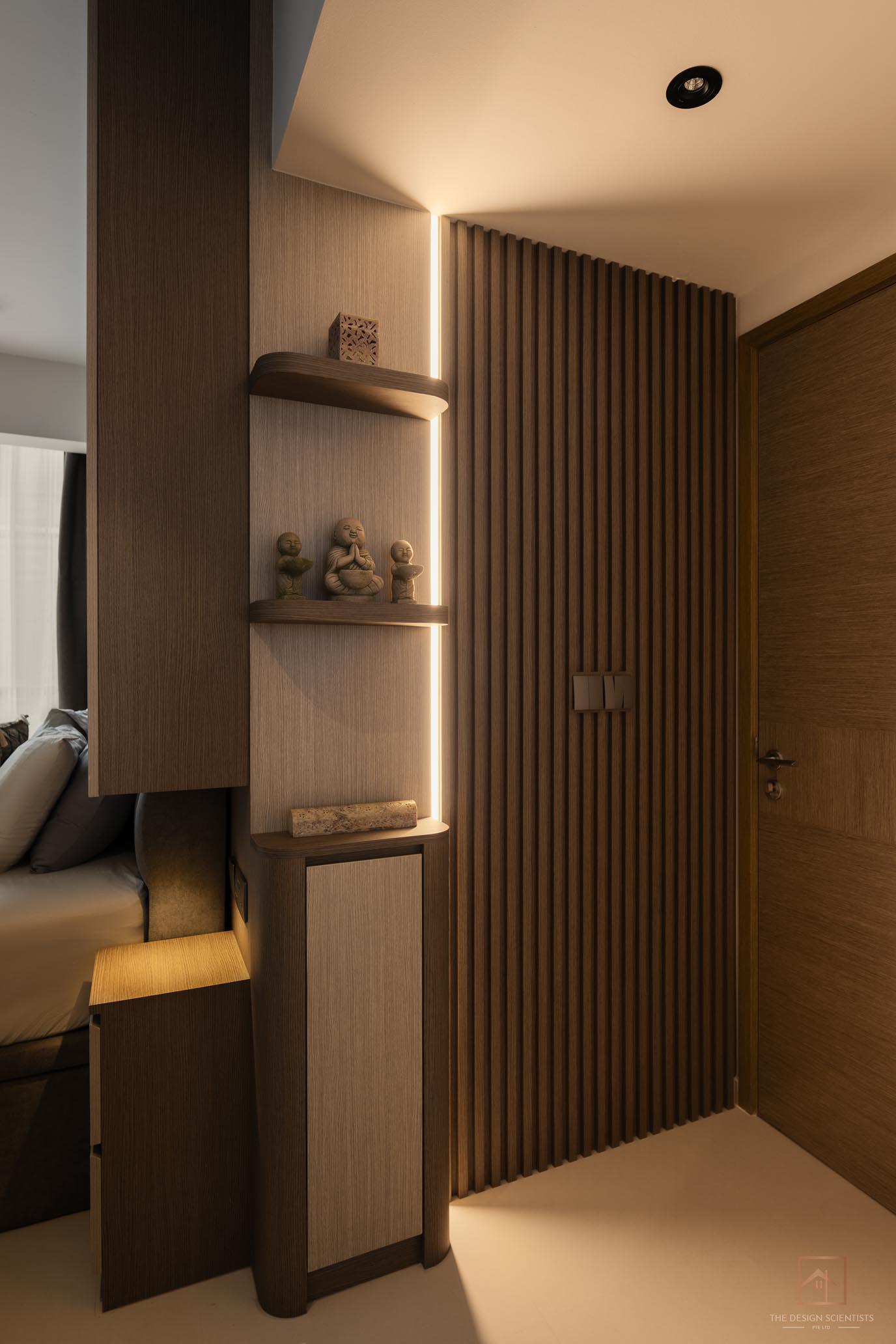 Contemporary Bedroom with Bookshelf and Queen Bed