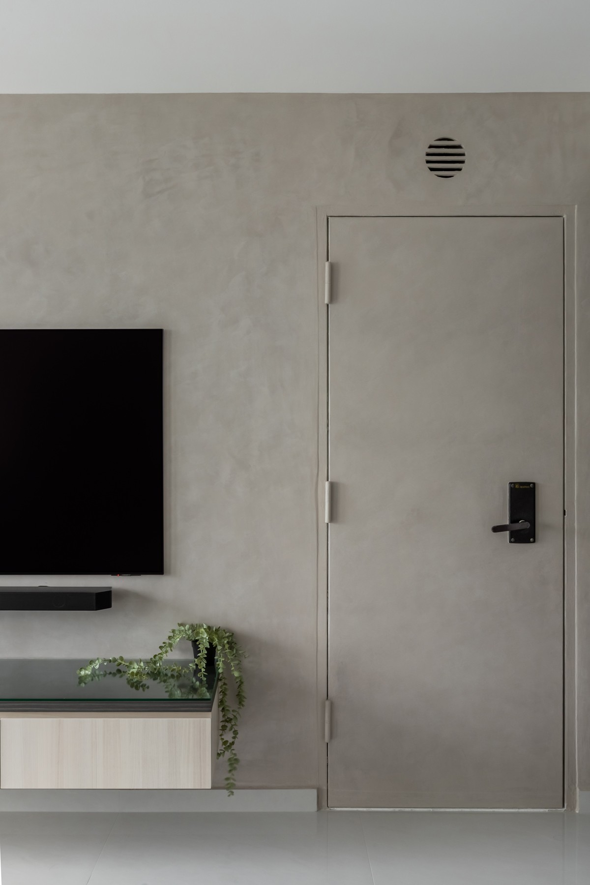 Contemporary Living Room with TV Console and Feature Wall