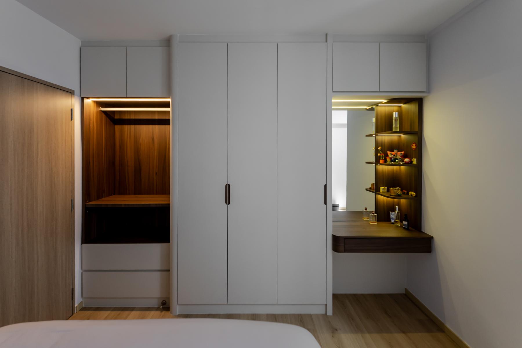 Scandinavian Bedroom with Vinyl Flooring and Wardrobe