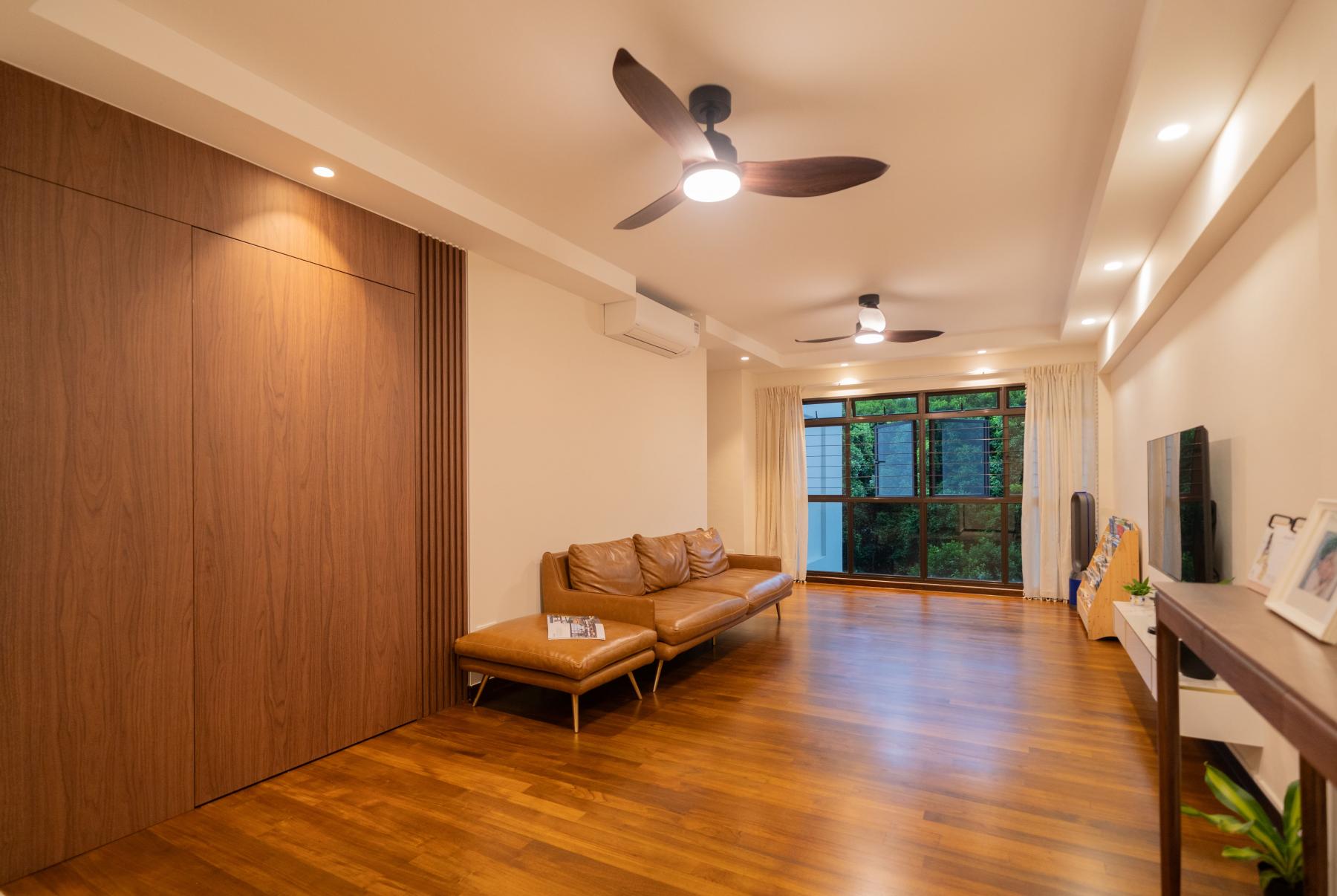 Modern Living Room with Wood Flooring and Sofa