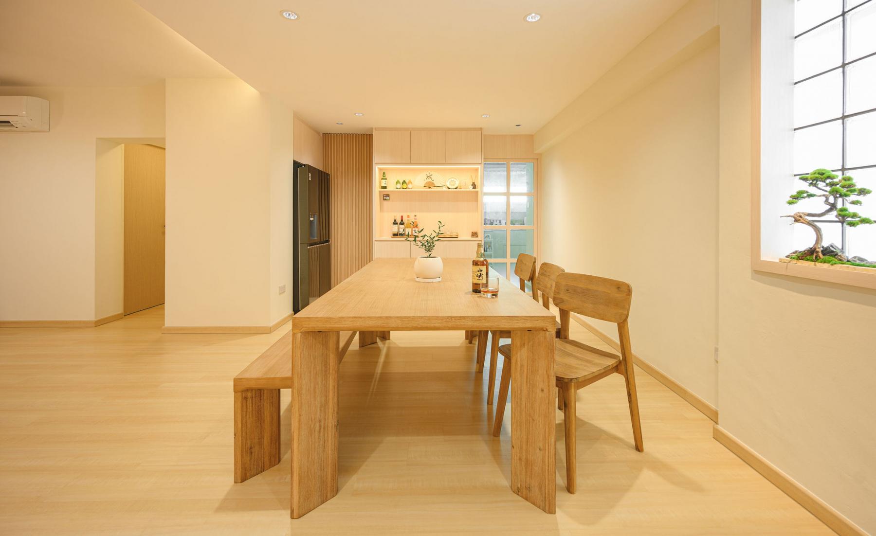 Modern Dining Room with Ceiling Light and Downlights