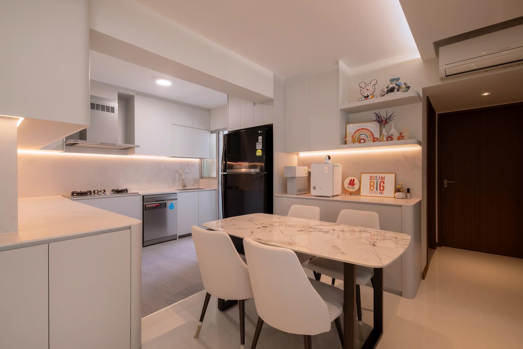 Contemporary Kitchen with Kitchen Window and Open Kitchen