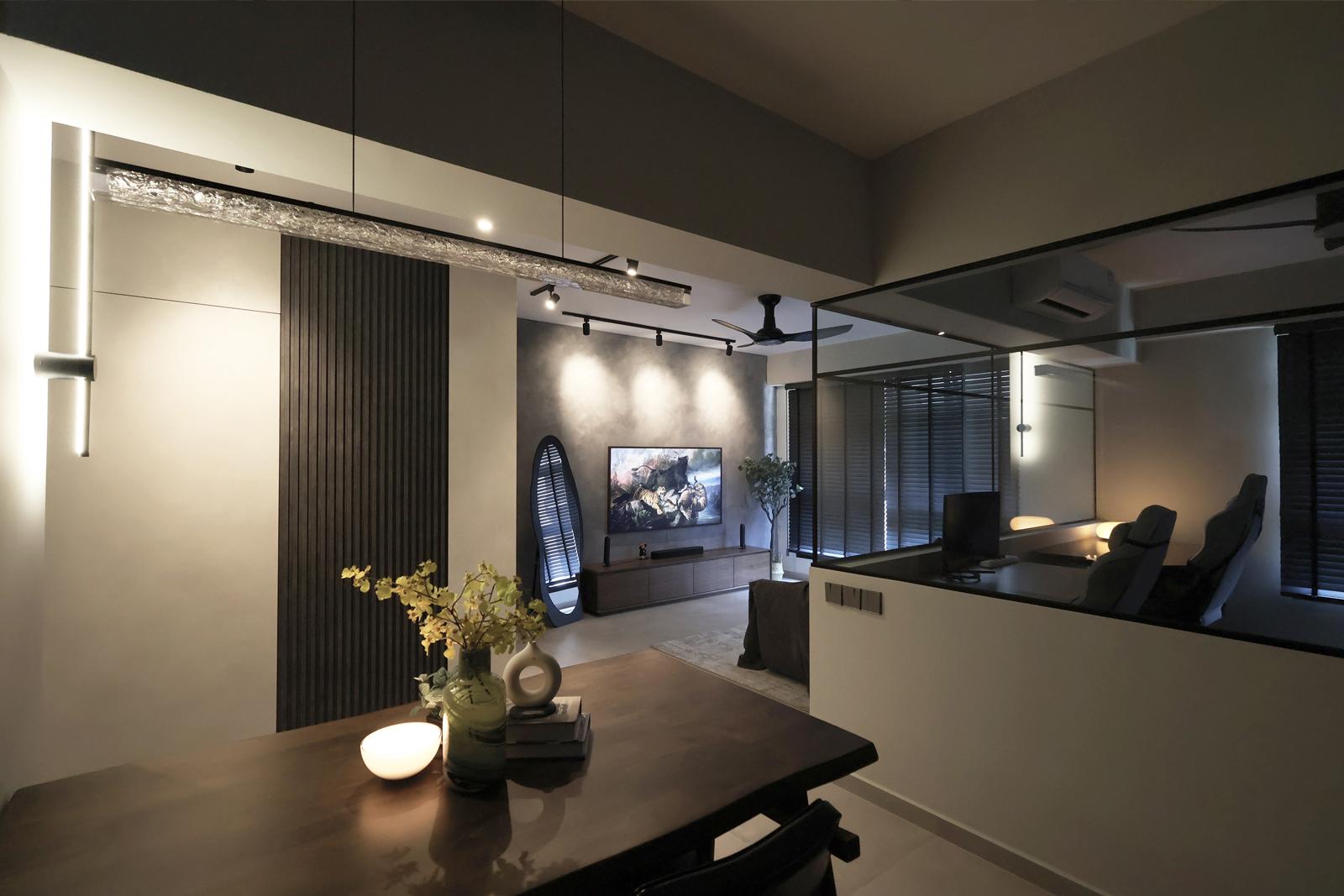 Industrial Living Room with Sofa and TV
