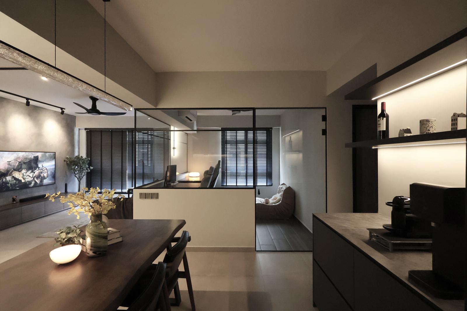 Industrial Living Room with Sofa and TV