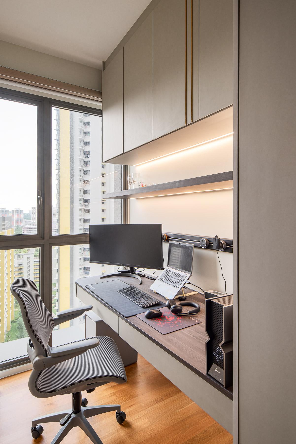 Contemporary Study with Bookshelf and Wall Shelves