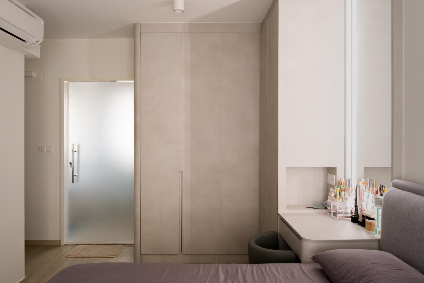 Scandinavian Bedroom with Ceiling Light and Wardrobe