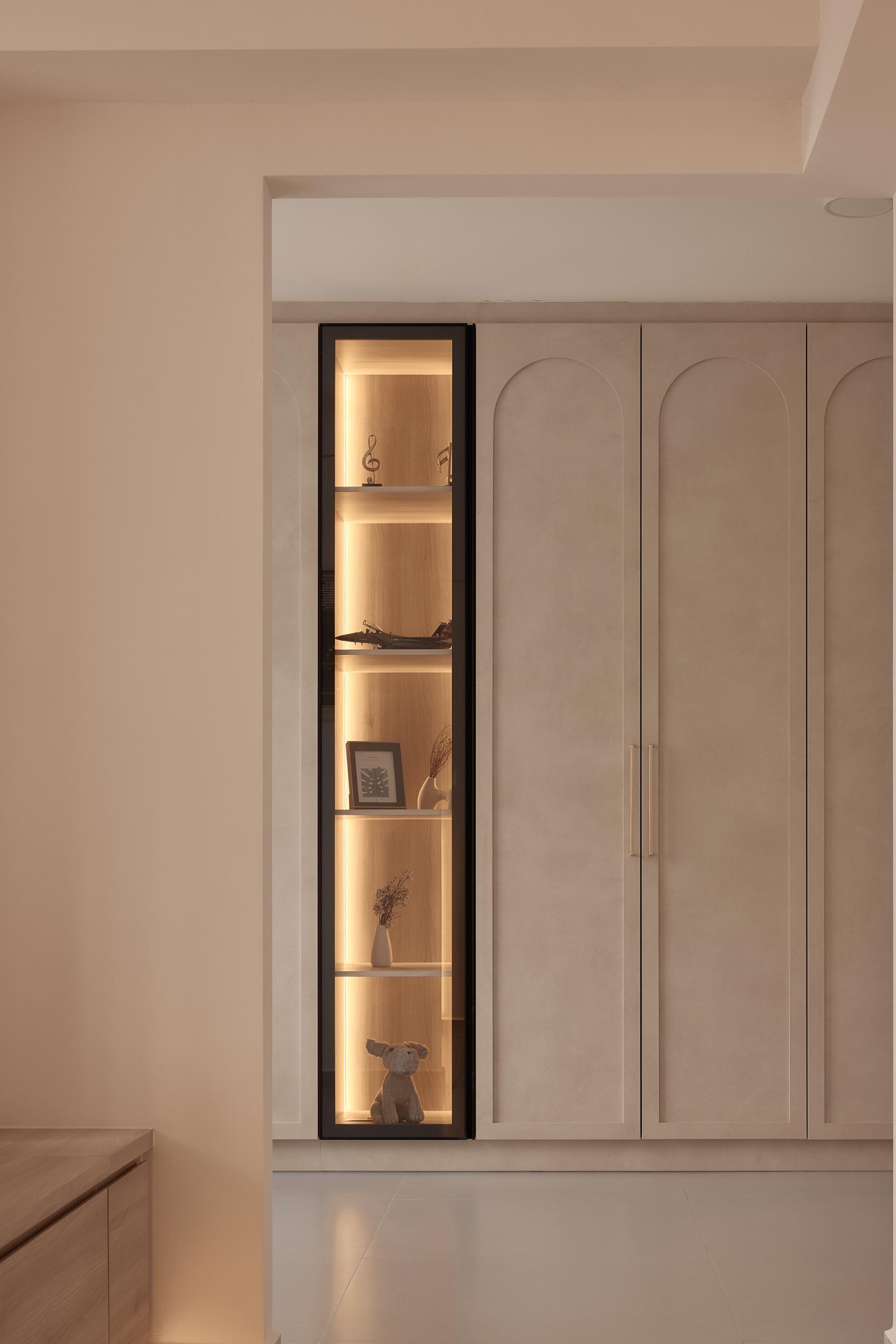 Asian Bedroom with Platform Bed and Wardrobe