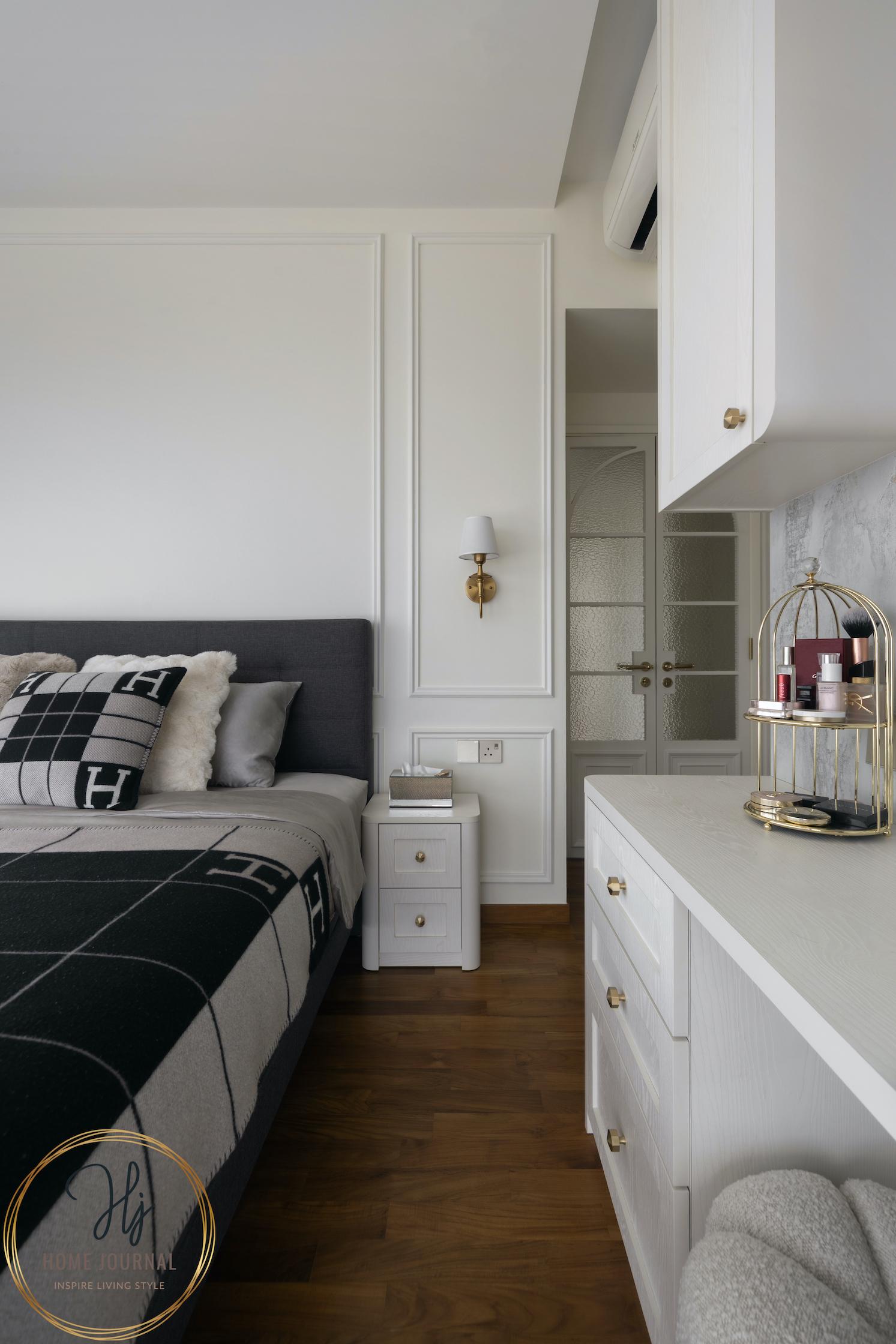 Modern Bedroom with Parquet Floor and Flooring
