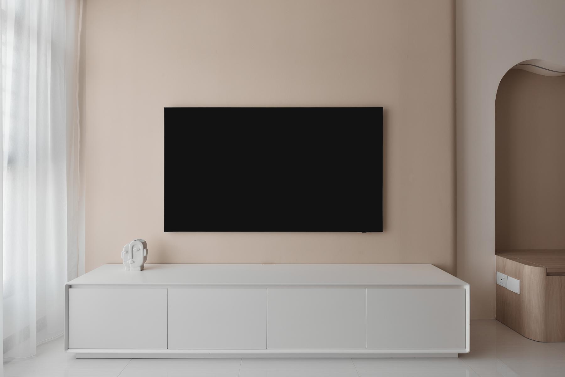 Scandinavian Living Room with TV Console and TV