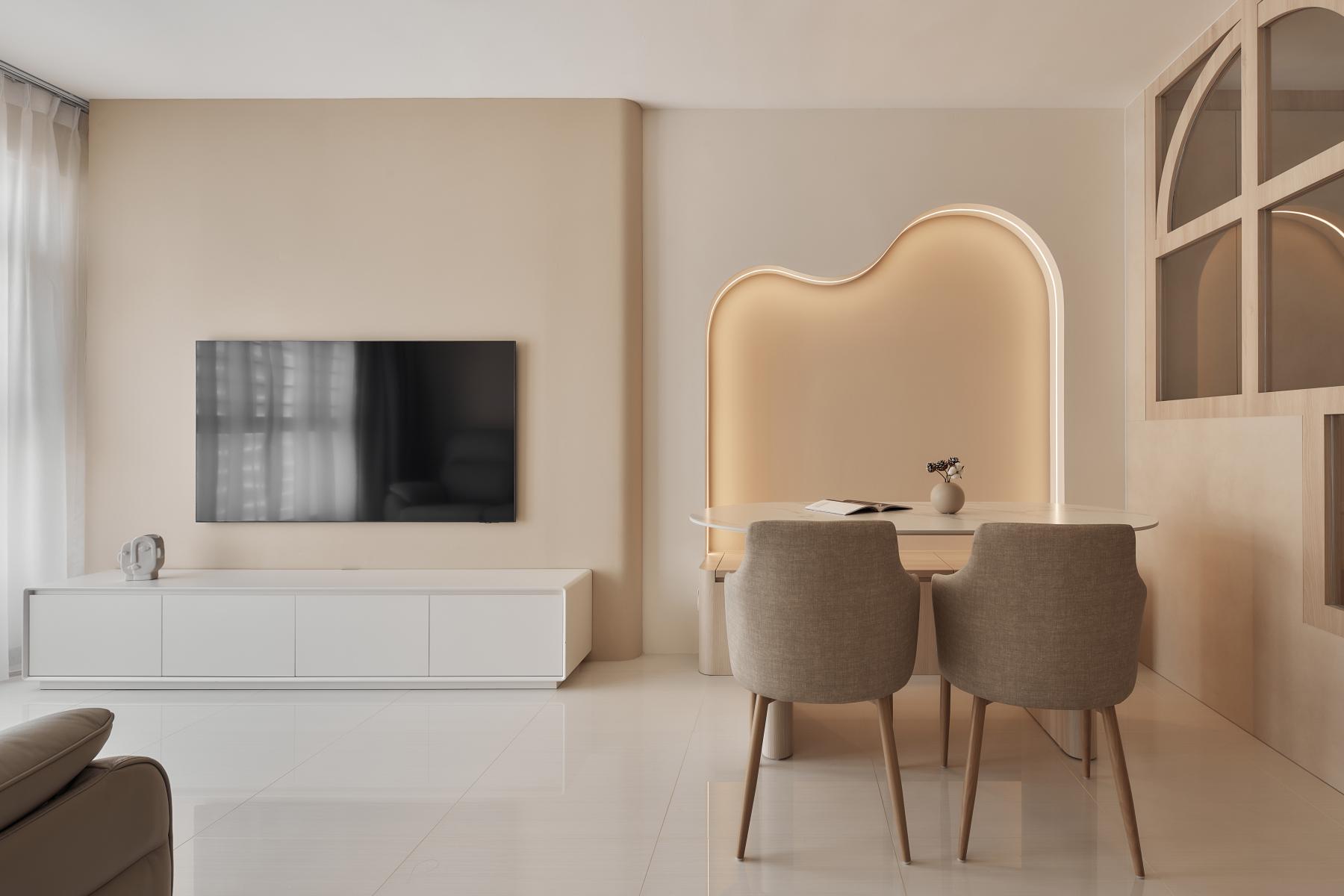 Scandinavian Living Room with TV Console and Sofa