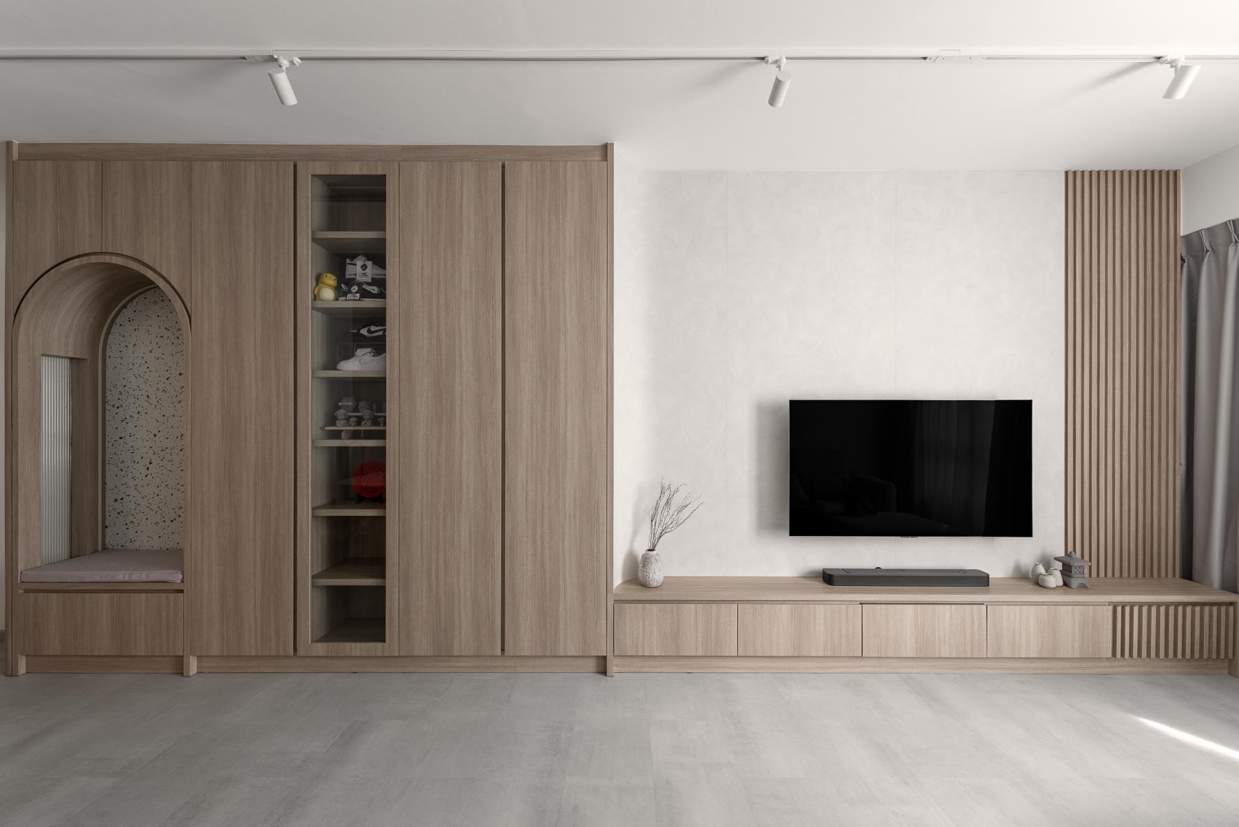 Scandinavian Living Room with TV Console and TV