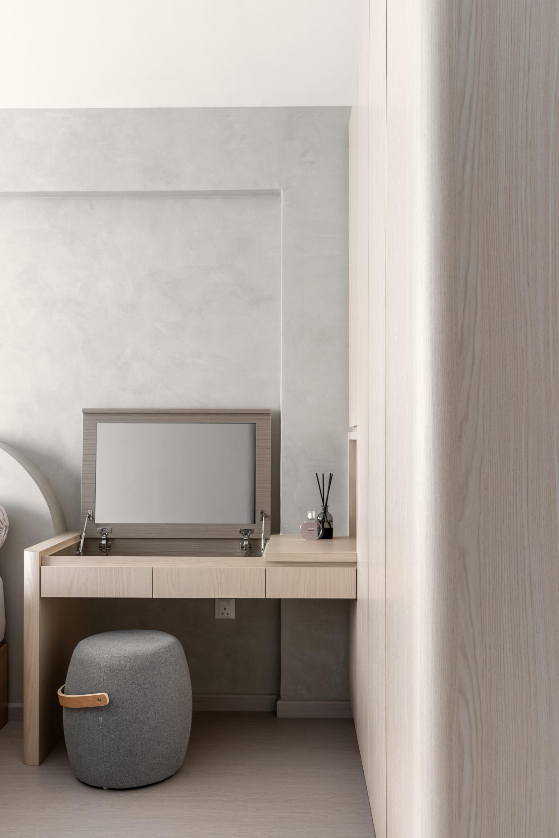 Scandinavian Bedroom with Wardrobe and Bedside Table