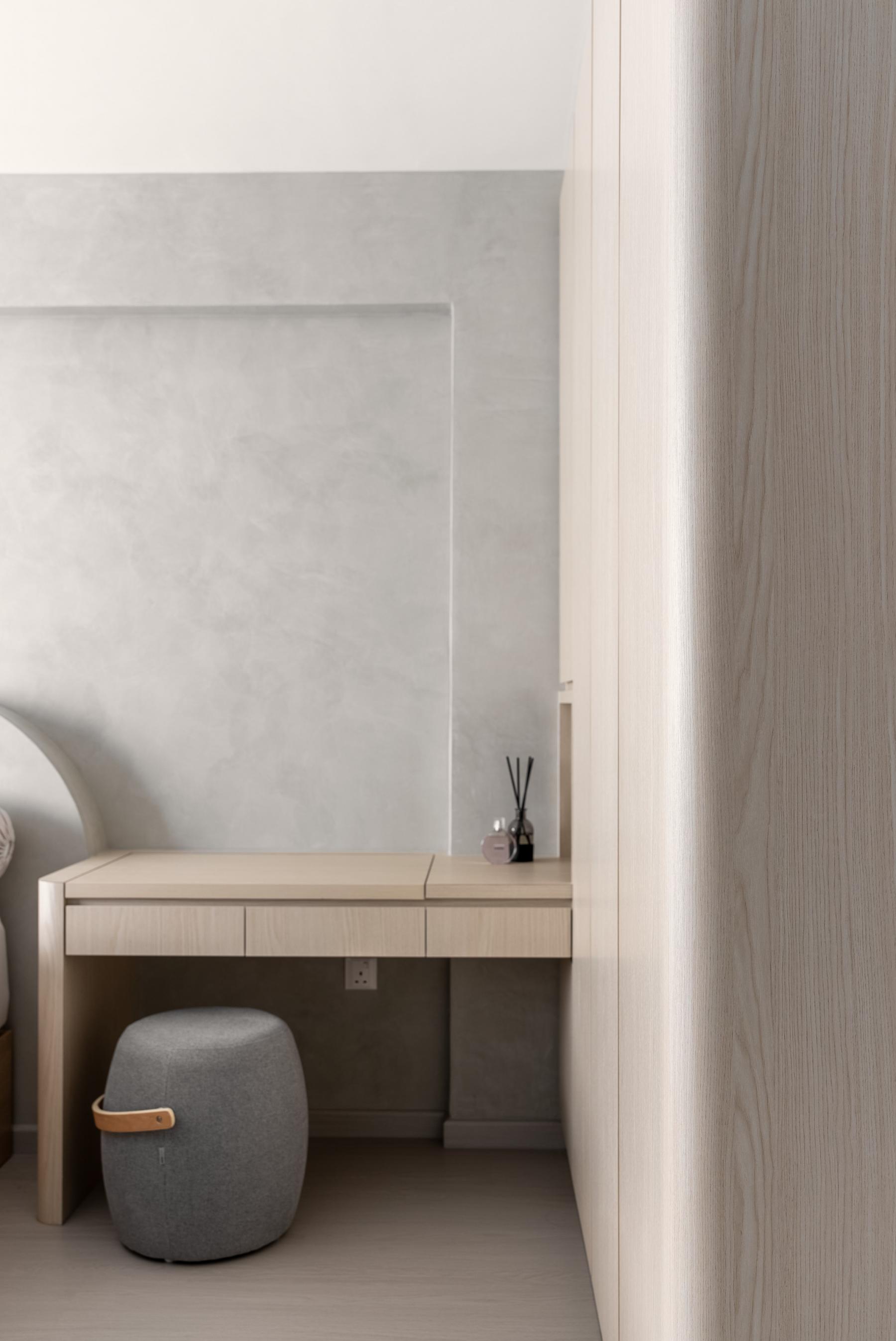 Scandinavian Bedroom with Wardrobe and Bedside Table