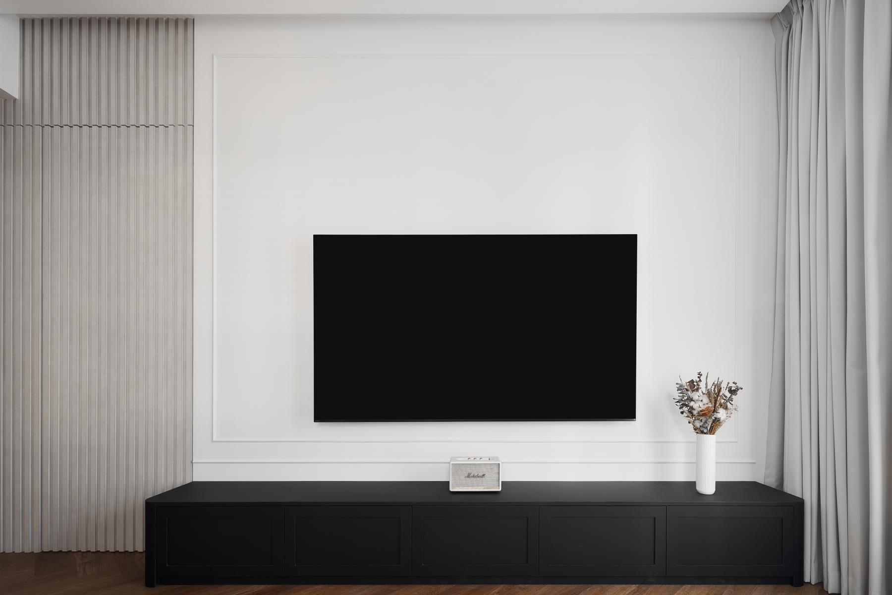 Modern Living Room with TV Console and Feature Wall