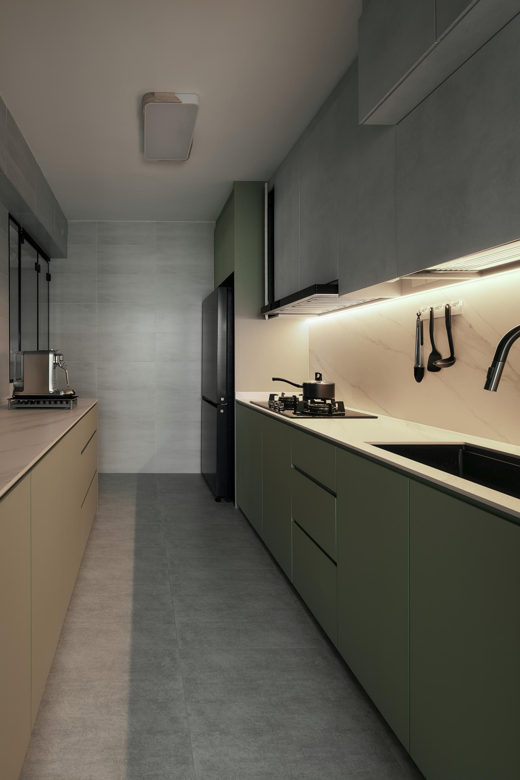 Scandinavian Kitchen with Countertop and Kitchen Island