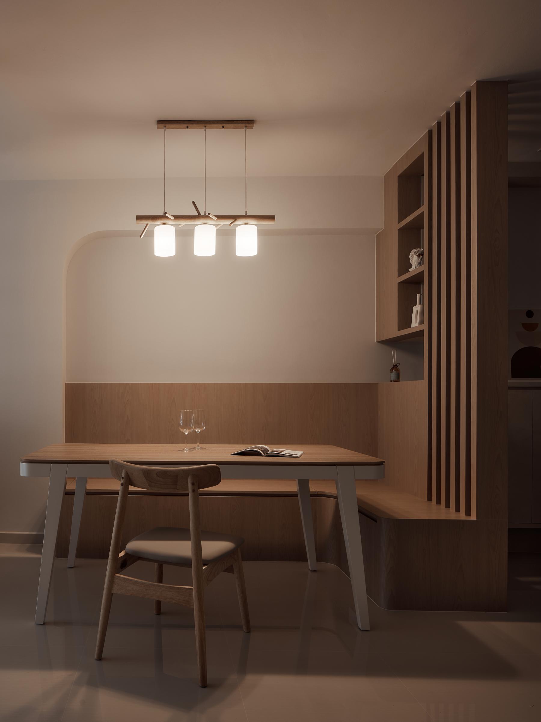 Scandinavian Dining Room with Dining Table and Dining Chairs