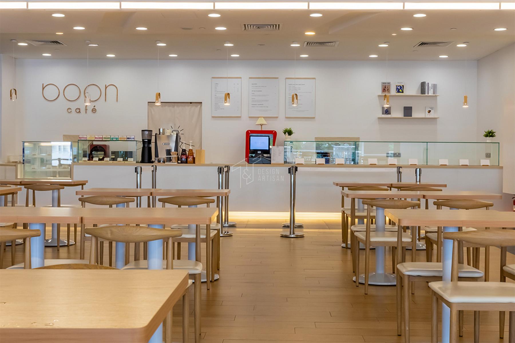 Scandinavian Restaurant with Bar Counter and Dining Table