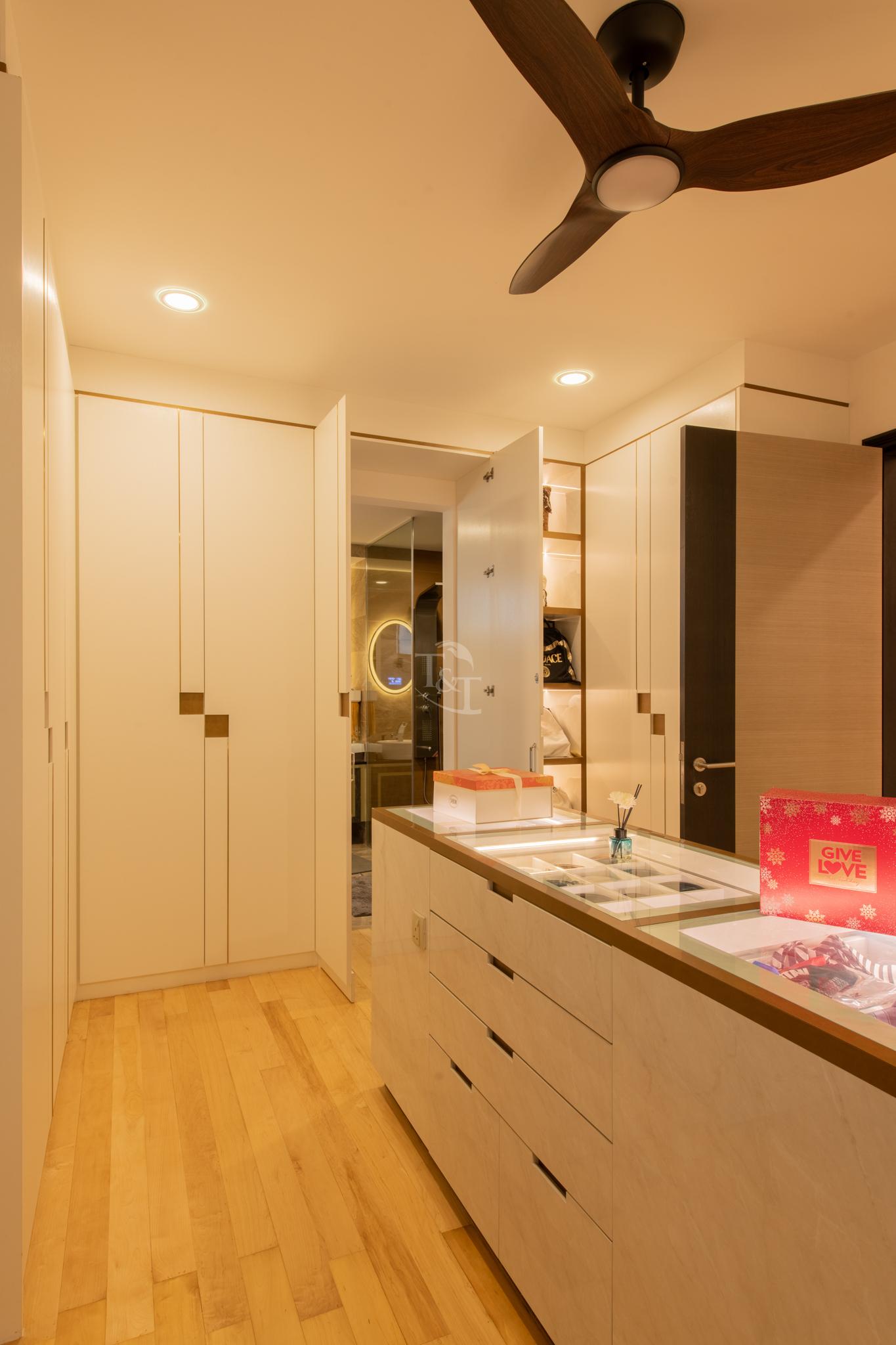 Modern Walk-in Wardrobe with Mirror and Wardrobe