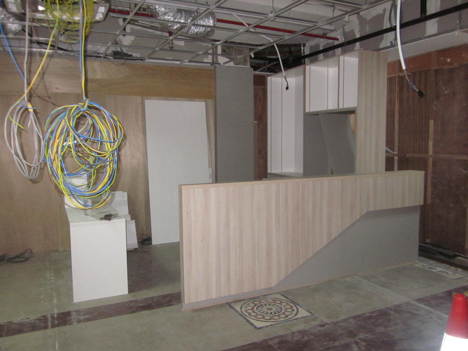 Asian Home Office with Bookcases and Small Storage