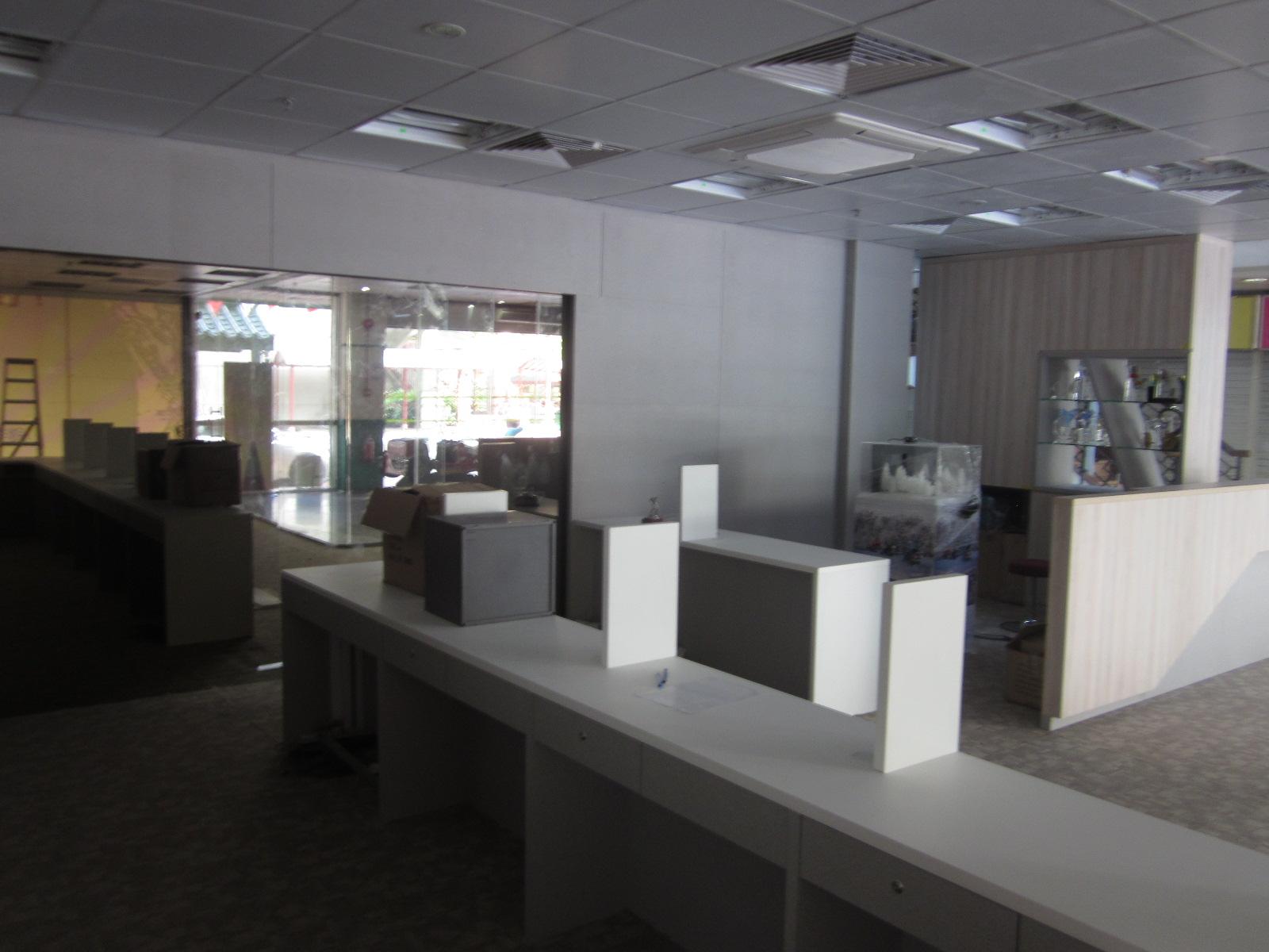 Asian Home Office with Desk Chairs and Storage Cabinets