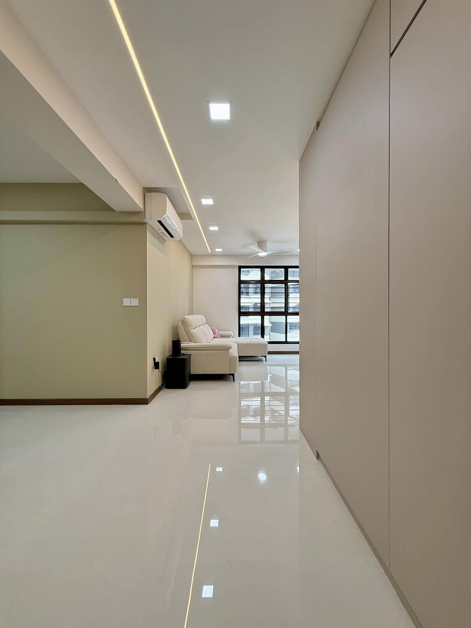Minimalist Living Room with Downlights and Lighting