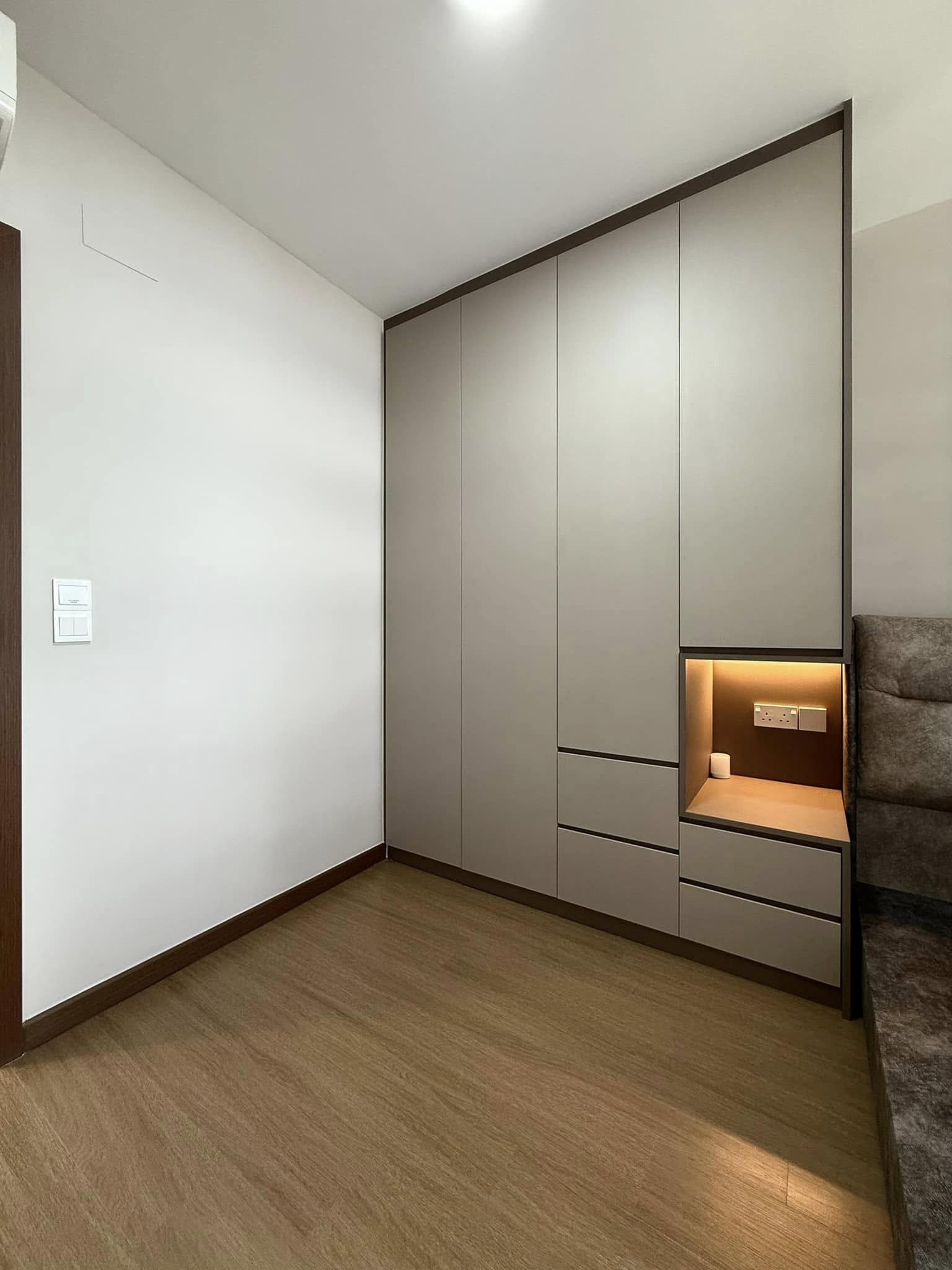 Minimalist Bedroom with Wardrobe and Downlights