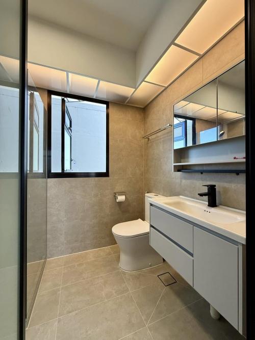 Minimalist Bathroom at BTO 4 Room at New Punggol Road