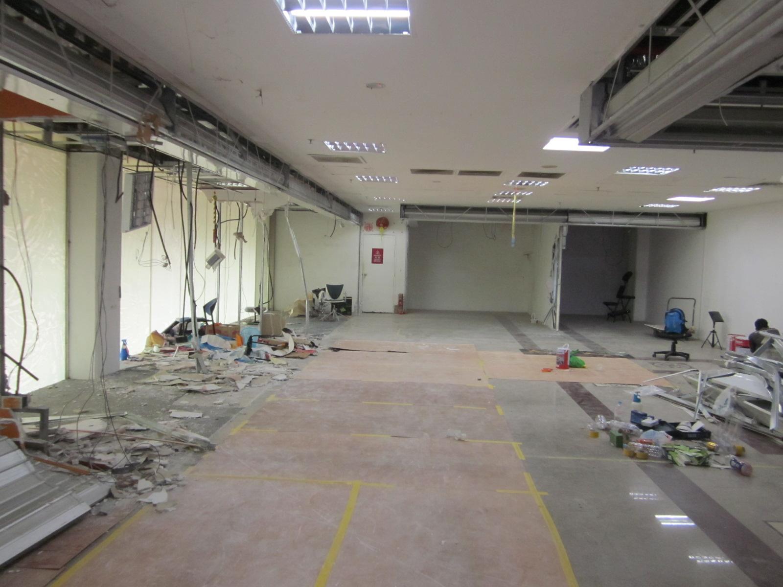 Asian Home Office with Wallpaper and Bookcases