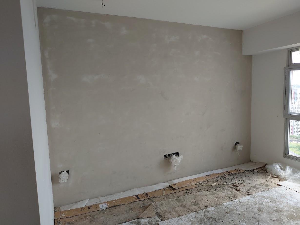 Scandinavian Living Room with Feature Wall and Mirror