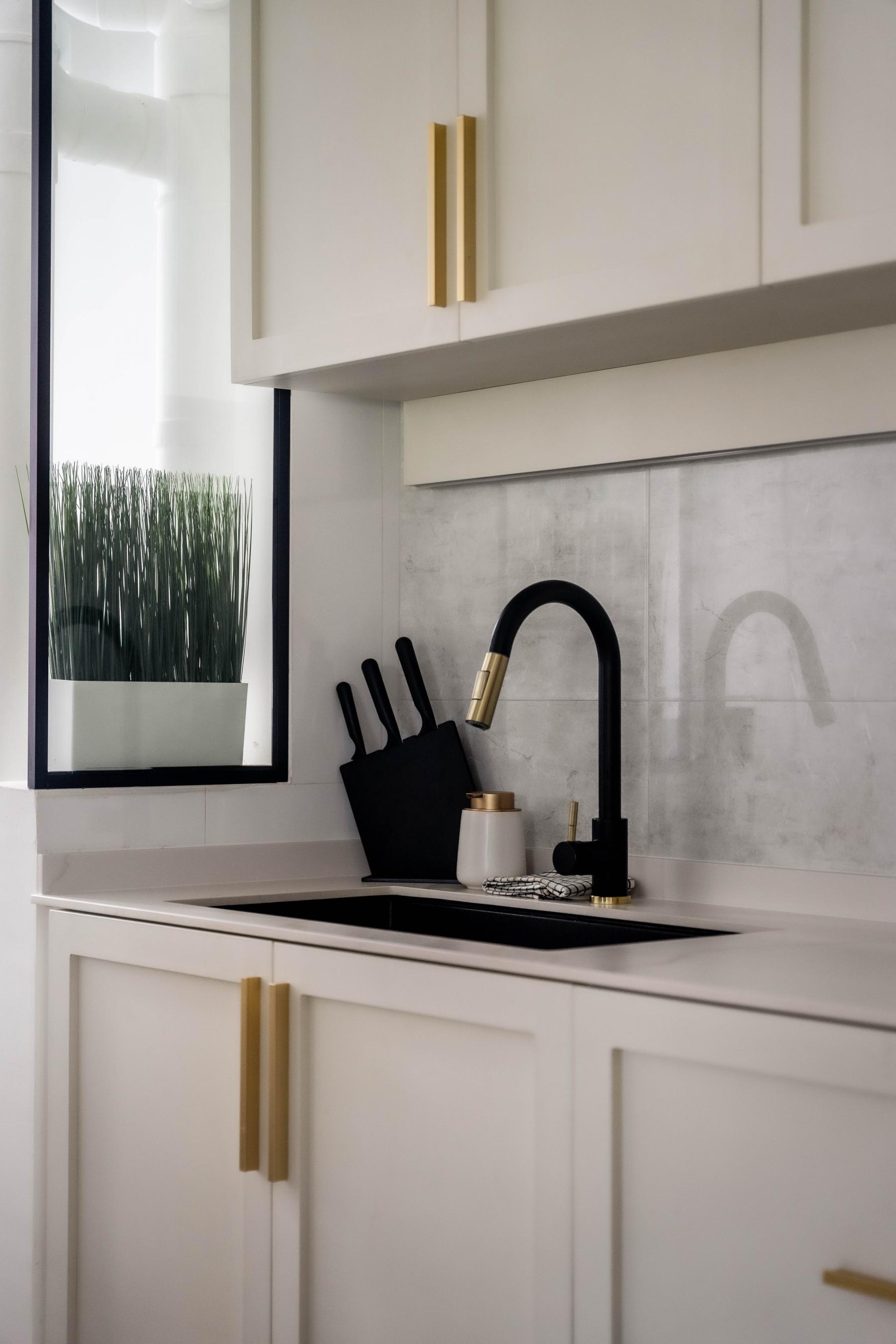 Asian Kitchen with Countertop and Homogeneous Tiles