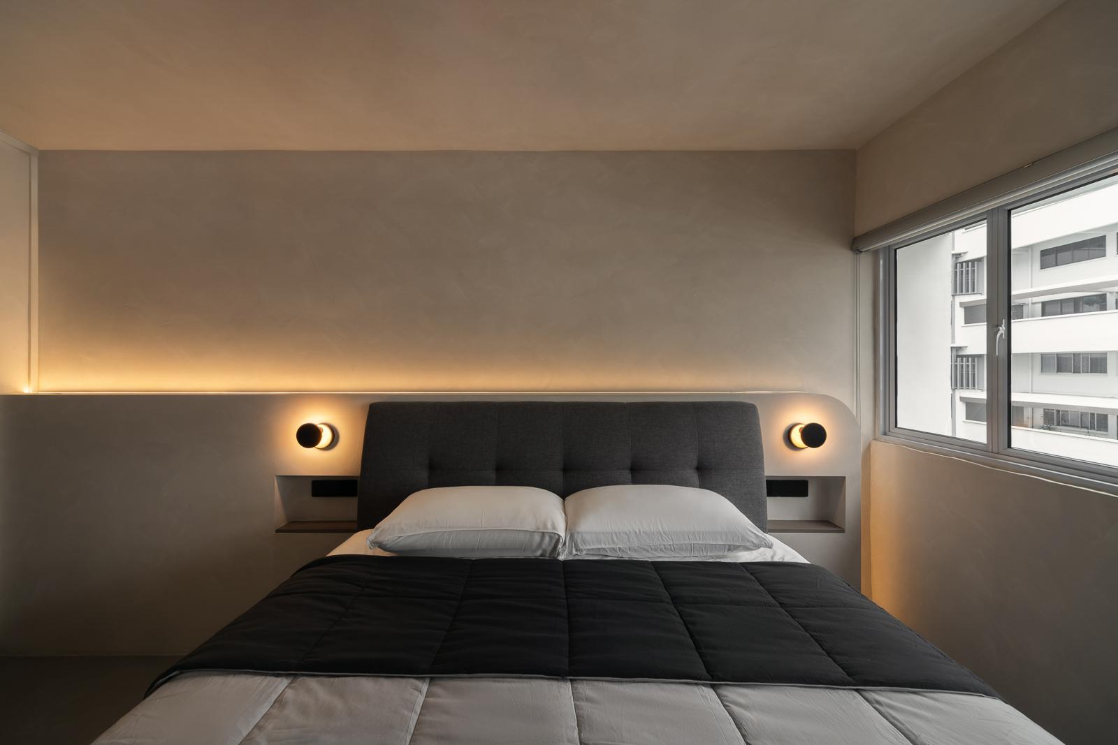 Contemporary Bedroom with Feature Wall and Queen Bed