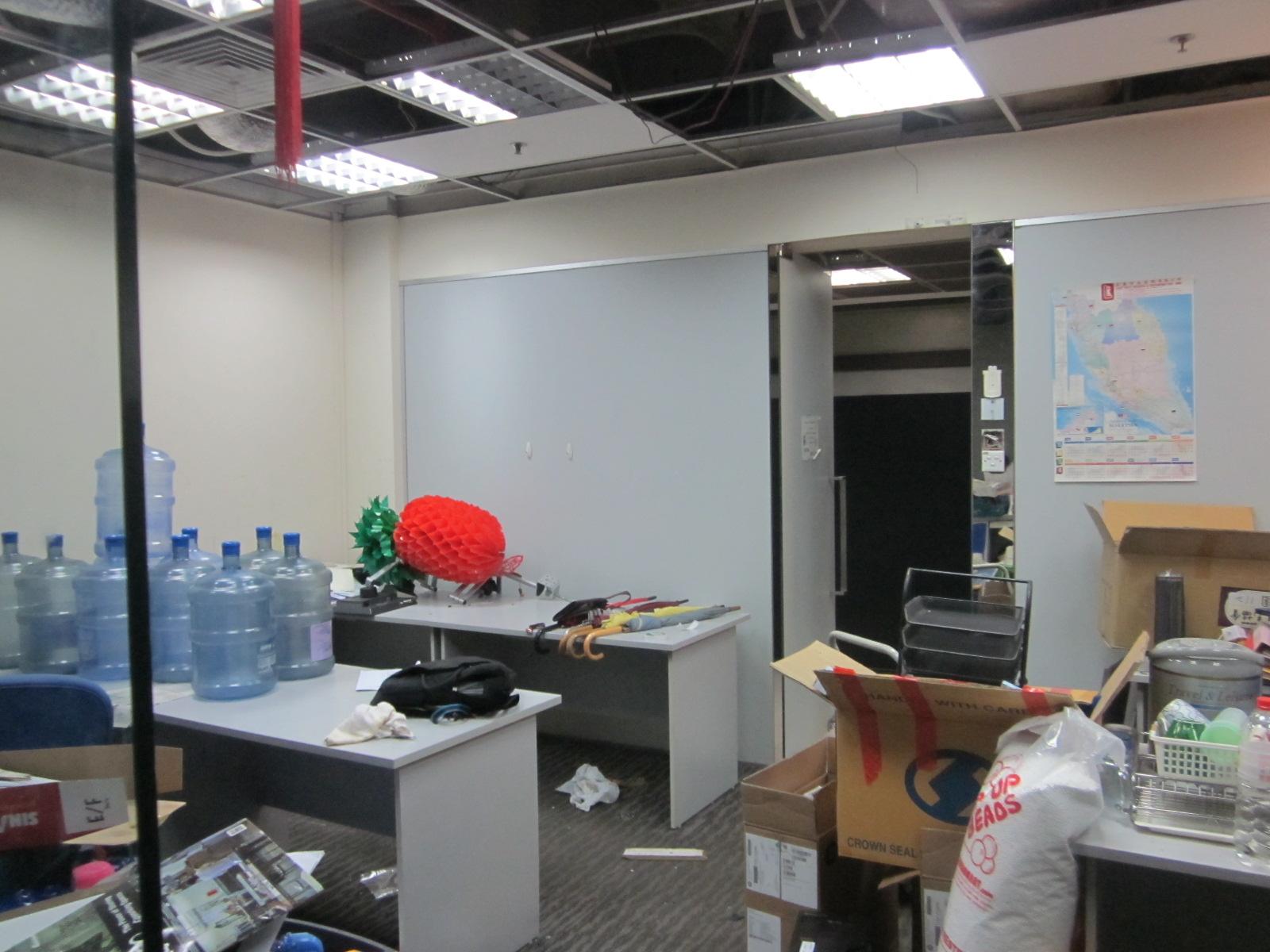 Asian Home Office with Drawer Units and Wall Shelves