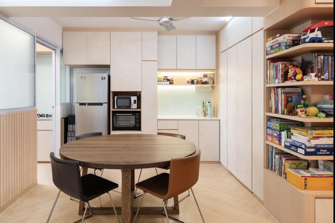 Asian Kitchen with Countertop and Kitchen Backsplash
