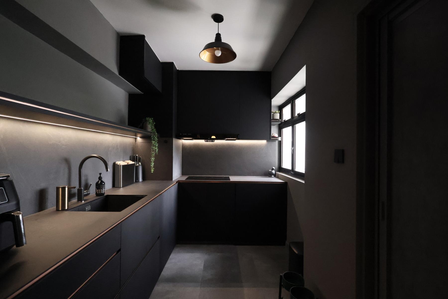 Modern Kitchen with Kitchen Window and Cupboard