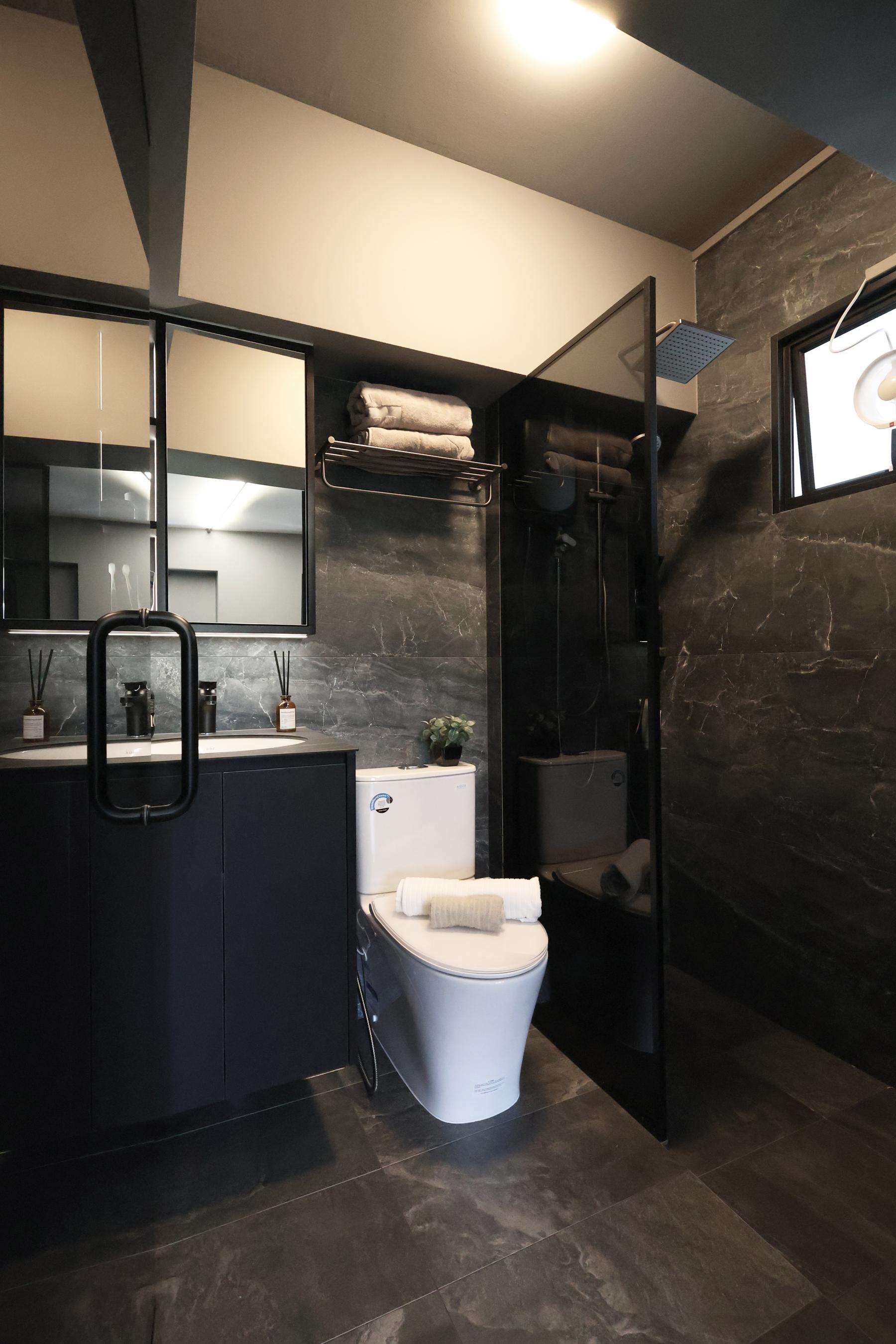 Modern Bathroom with Mirror and Shower Screen