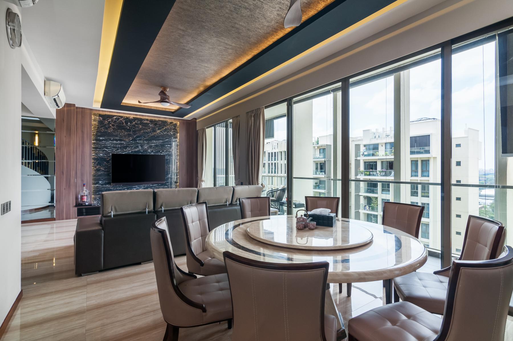Contemporary Dining Room with Dining Table and Lighting