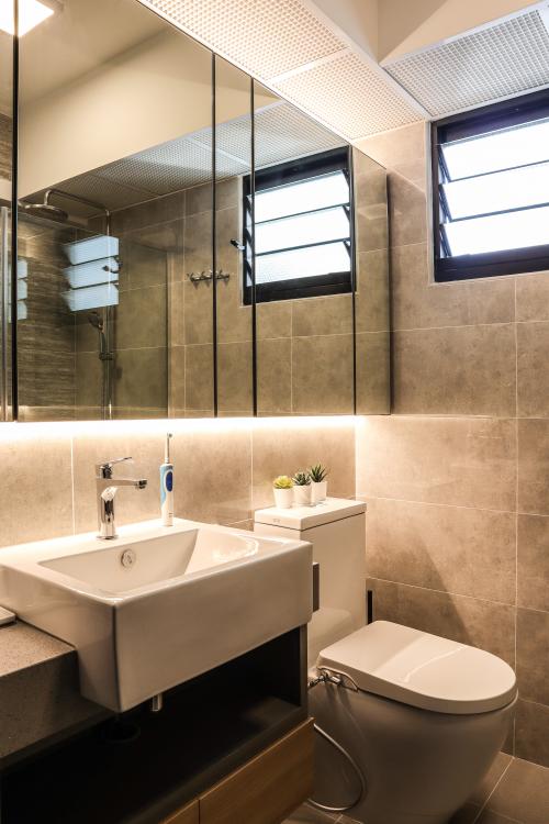 Contemporary Bathroom at 4-Room HDB Modern Contemporary