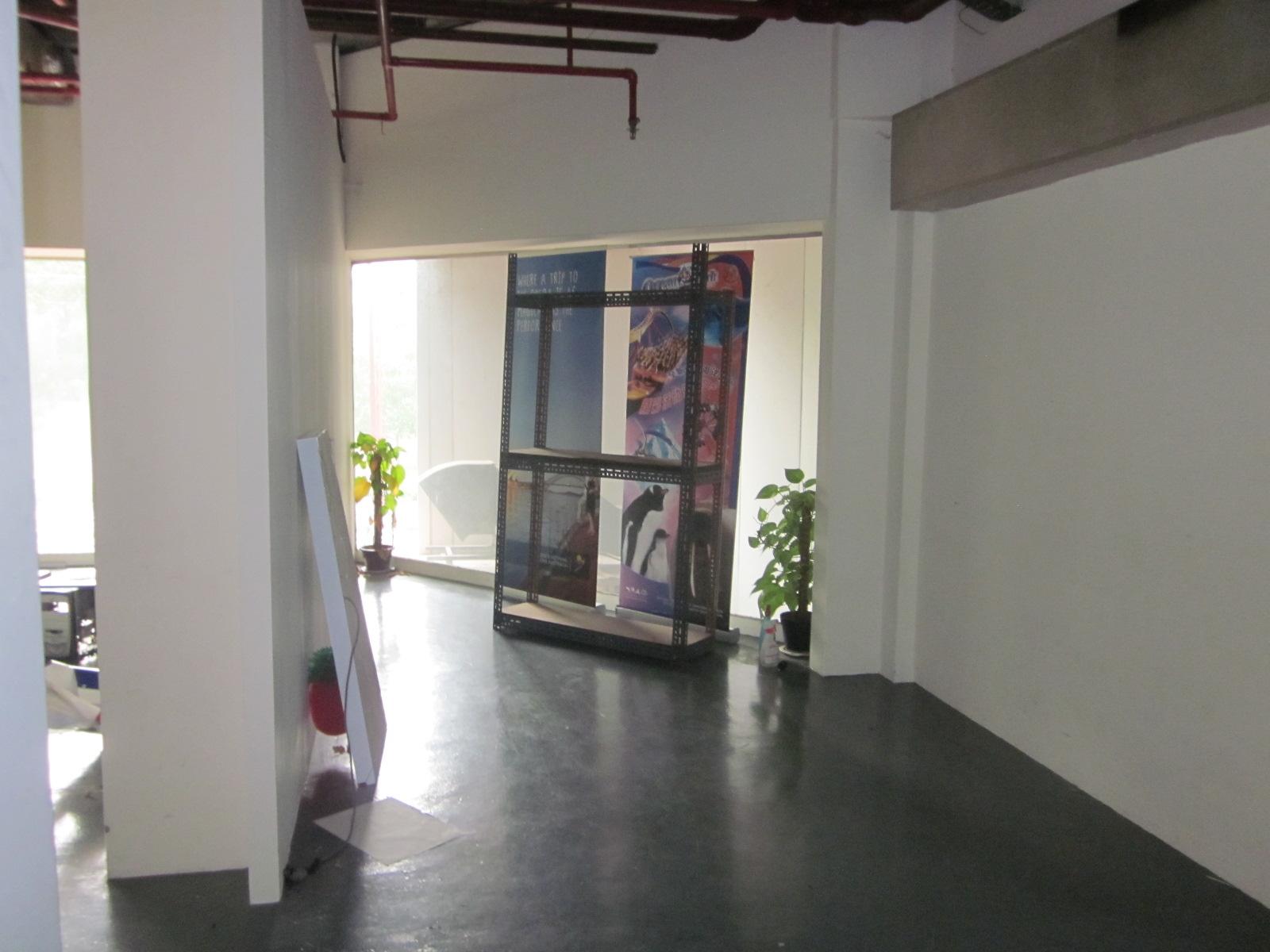 Asian Home Office with Bookcases and Small Storage