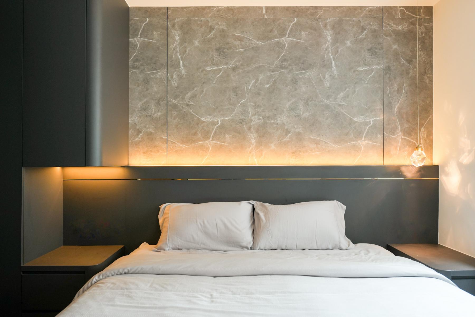 Modern Bedroom with Granite Floor and Marble Floor