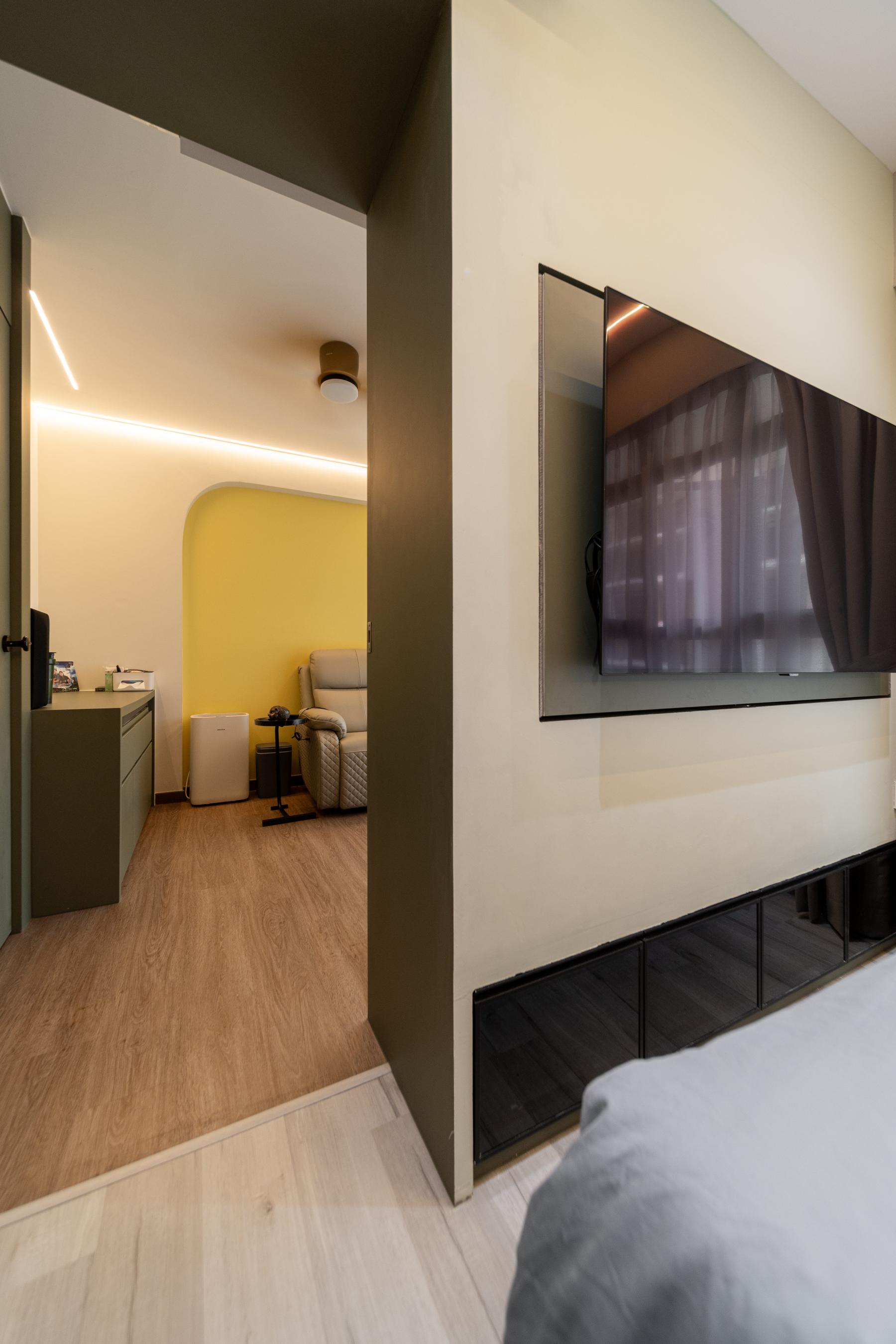 Contemporary Bedroom with Wardrobe and Bedside Table