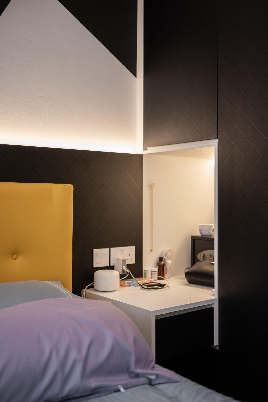 Contemporary Bedroom with Wardrobe and Bedside Table