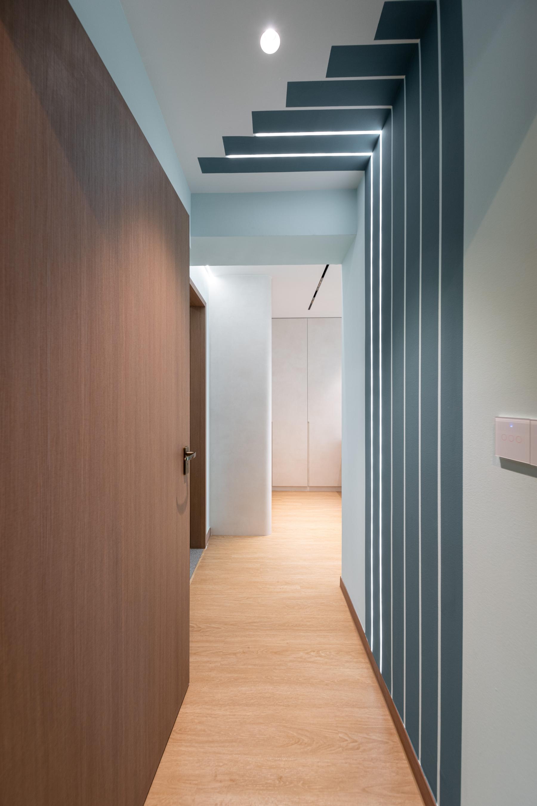Eclectic Hallway with Artwork and Paintings